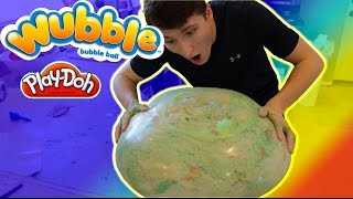 PLAYDOUGH FILLED WUBBLE BUBBLE 50FT DROP TEST [upl. by Ybur]