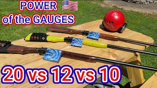 3 Shotguns VS bowling balls🇺🇸10 Gauge vs 12ga and 20ga Powershock Slugs😎 [upl. by Ade746]