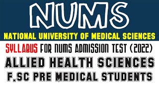 Syllabus for NUMS Admission Test 2022 Allied Health Sciences For FSc Pre Medical Students [upl. by Odette]