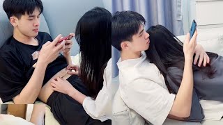 Cute couple love story❤️💋 Sweet couple hug and kiss💋❤️ Cute couple sleeping moment❤️😴 [upl. by Ydde]