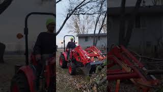 Pushing brush with Kioti CX2510 Compact Tractor [upl. by Ainniz]