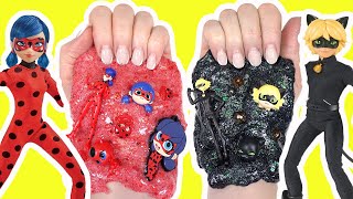 Miraculous Ladybug and Cat Noir DIY Slime Making and Mixing Tutorial Crafts for Kids [upl. by Gunn]