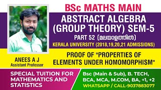 Properties of Elements Under Homomorphism  BSc Mathematics  Abstract Algebra  Malayalam [upl. by Eisen]