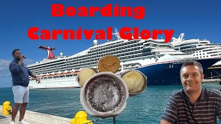 Carnival cruise Glory  day 1 vlog  boarding bad weather new MDR menu [upl. by Aihsinyt]