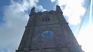 Clock striking the hour at historic Breage Church in Cornwall England [upl. by Garda]