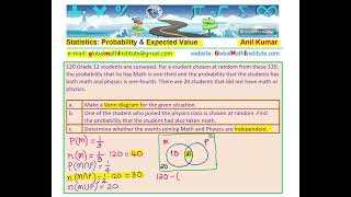 Venn Diagram Conditional Probability Dependent Independent Event for 120 Students [upl. by Eenot137]