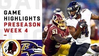 Redskins vs Ravens Highlights  NFL 2018 Preseason Week 4 [upl. by Ivzt]