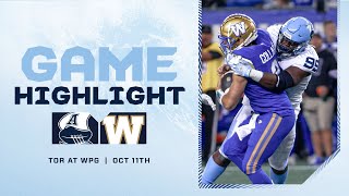 CFL Game Highlights  Toronto Argonauts vs Winnipeg Blue Bombers – October 11th 2024 [upl. by Onitsoga]