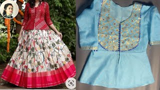 crop top stitching Easy trick  for lehenga and skirt wear  how to make crop top stitching part 2 [upl. by Nytsirk]