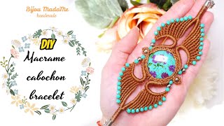 DIY macrame cabochon bracelet  How to wrap a cabochon  Macrame bracelet tutorial  Jewelry making [upl. by Uhej844]