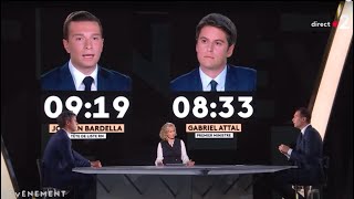 JORDAN BARDELLA VS GABRIEL ATTAL LE DÉBAT FRANCE 2 [upl. by Adnovahs]