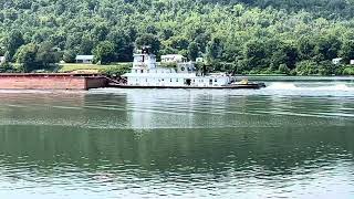 Ohio River Tug and Barges Ripley OhioTrain Sounds On KY Side [upl. by Kuo137]