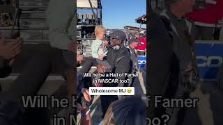 🏀 🏁Michael Jordan celebrates Reddick’s Talladega win michaeljordan nascar nba [upl. by Brew]