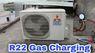 How To Air conditioner Gas Charging R22Ac Gas Refill At Home  Mitsubishi R22 gas charging pressure [upl. by Oirifrop]