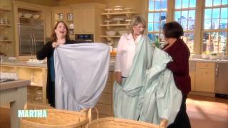 How to Fold a Fitted Sheet⎢Martha Stewarts Best Folding Hacks [upl. by Nirred]