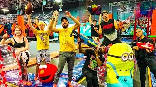 OVERNIGHT AT TRAMPOLINE PARK WINNING TEAM GETS 10000 [upl. by Lamori582]