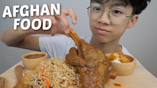 AFGHAN Food Lamb Shank with Afghan Rice NO Talking Mukbang [upl. by Ykcub]