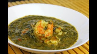 Amazing Shrimp Callaloo Spinach Soup TastyTuesdays  CaribbeanPotcom [upl. by Chaudoin]