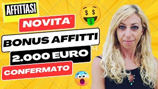 CONFERMATO NUOVO BONUS AFFITTI 2023 FINO A 2000 EURO REQUISITI E COME OTTENERLO bonus bonus2023 [upl. by Evangelist744]