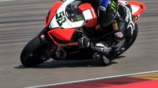 Eugene Laverty Aprilia RSV 4 R Motorland Aragon SBK Track Test Day [upl. by Liebman48]