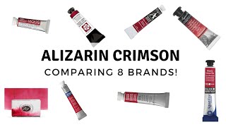 Crazy Results Alizarin Crimson  Comparing 8 Watercolor Brands [upl. by Dud521]