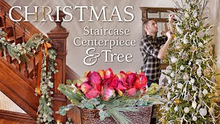 Christmas Decorate With Me 2023 Christmas Tree Decorating Staircase Garland amp Holiday Centerpiece [upl. by Caine]