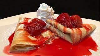 CREPAS de FRESAS con CREMA Estilo IHOP  DESDE MI COCINA by Lizzy [upl. by Anaujahs]