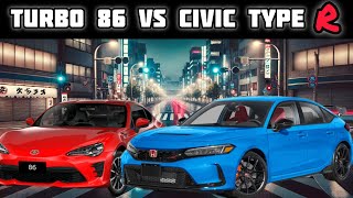 Toyota 86 VS Honda Civic type R FL5 [upl. by Tnert168]