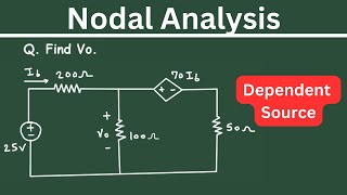 Nodal Analysis Dependent Source  nodal analysis with voltage source  basic electrical engineering [upl. by Sidonie]