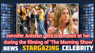 The Viral Moment Jennifer Anistons On Set Encounter with Protesters in The Morning Show [upl. by Nylinej]