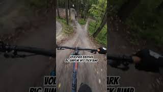 Bikepark Volkspark big jumpline into a trickjump mtb bicycle pov trickjump jumpline mtbpro [upl. by Nairot619]