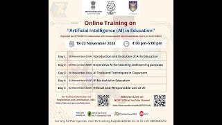 Online Training on quotArtificial Intelligence AI in Educationquot  CIET  NCERT [upl. by Samford]