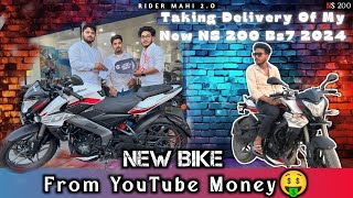 Taking delivery of new Ns 200 bs7 2024 model  Finally Youtube ke peise se new ns 200 bs7 🤑 💵 le li [upl. by Yerffe]