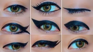 9 Different Eyeliner Looks  EASY Eyeliner Tutorial for Beginners  How to do eyeliner [upl. by Michel]