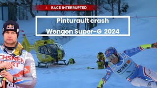 Alexis Pinturault  Wengen  Super G  2024  Crash [upl. by Filbert]