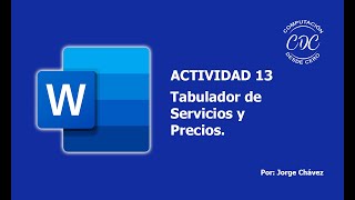 ACTIVIDAD 13 TABULADOR DE SERVICIOS Y PRECIOS [upl. by Davilman383]