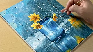 Rainy Day Painting  Acrylic Painting for Beginners [upl. by Dwight]