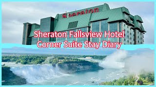 Sheraton Fallsview Hotel Niagara Falls Canadian Fallsview Corner Suite Tour  Fireworks Club Lounge [upl. by Retsila390]