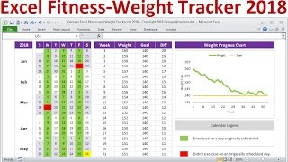 Excel Fitness Tracker and Weight Loss Tracker for 2018  Exercise Planner Weight Tracker Spreadsheet [upl. by Allegna]