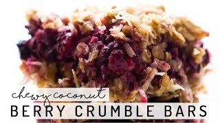 Chewy Coconut Berry Crumble Bars vegan glutenfree oilfree [upl. by Yelime19]