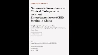 Nationwide Surveillance of Clinical Carbapenemresistant Enterobacteriaceae CRE Str  RTCLTV [upl. by Irrej]