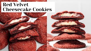 Red Velvet Cheesecake Cookies STUFFED [upl. by Auqinaj]