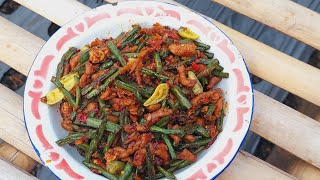 MASAK USUS AYAM KACANG PANJANG PEDASususayam kacangpanjang masakanpedas [upl. by Jobye153]