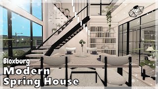 BLOXBURG Modern Spring House Speedbuild interior  full tour Roblox House Build [upl. by Veedis]