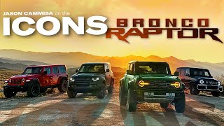 Ford Bronco Raptor Meets Jeep Wrangler Mercedes GWagen Land Rover Defender — Jason Cammisa ICONS [upl. by Nedak]