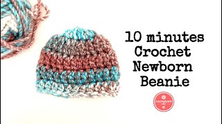 10 minutes Crochet Super Bulky Newborn Beanie [upl. by Gronseth]