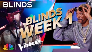 JawDropping Blind Auditions from Week 1  The Voice  NBC [upl. by Aniuqahs]