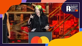 Billie Eilish wins International Female Solo Artist  The BRIT Awards 2020 [upl. by Florin]