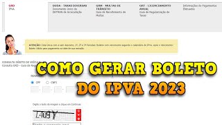 COMO GERAR BOLETO DO IPVA 2023 [upl. by Angelita]