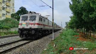 Krishnarajapuram KJM WAP7 Serenades with Vigorous Honking 16572 Yesvantpur Express in Action [upl. by Ronna]